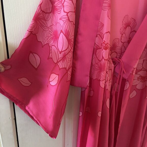 Natori Womens Nightgown Robe S Pink Tropical Floral Lounge Sleep Pajamas Resort - Picture 6 of 12